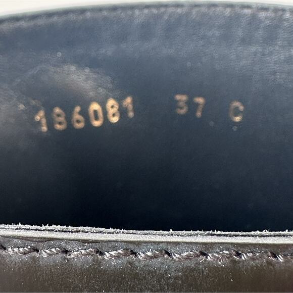 ⭐️ GUCCI Black Leather Platform High Heel Gold Toe Knee Tall Boots Sz 37 / 7 - Picture 14 of 16